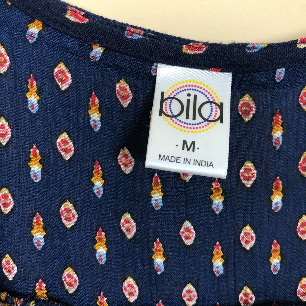 Bila Boho Navy Print Aztec Trim Ruffle - Picture 3 of 6